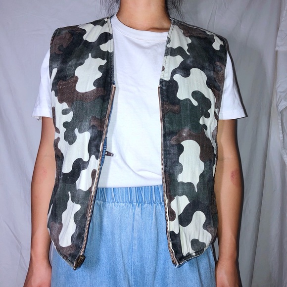 Vintage Fisherman Reversible Denim Camo Vest S-M - Picture 5 of 7